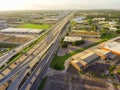 Top view massive highway intersection, stack interchange