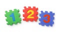 Top view of math numbers foam puzzle Royalty Free Stock Photo