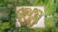 Top view on maze in forest, Carnfunnock Country Park, Ballygalley, Northern Ireland Royalty Free Stock Photo