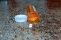 Top view of medicine Pills and tablets with orange pill bottles Royalty Free Stock Photo