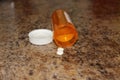 Top view of medicine Pills and tablets with orange pill bottles for healthcare. medical help concept. Royalty Free Stock Photo