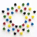 top view meeple board game pieces. High quality photo Royalty Free Stock Photo