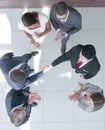 Top view.meeting business partners and handshake