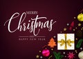 Top View Merry Christmas and Happy New Year Typography Message