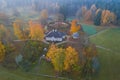 Mikhailovskoe estate aerial photography. Pushkinskie Gory Royalty Free Stock Photo
