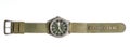 Top view military wrist watch with green nylon strap on white background Royalty Free Stock Photo