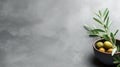 Top View of An Minimalist Olives Background With Copy Space Selective Focus Royalty Free Stock Photo