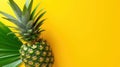 Top View of An Minimalist Pineapple Yellow Background With Copy Space Selective Focus