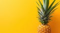 Top View of An Minimalist Pineapple Yellow Background With Copy Space Selective Focus