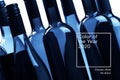 Top view minimalistic background. set of empty bottles of wine and glass . Web banner, greeting card idea. Concept color of Year