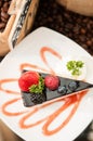 Top view of mix berries cheesecake. Royalty Free Stock Photo