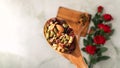 Top view of Mixed Nuts in wood spoon. heart healthy; Mix of Dried Fruits Royalty Free Stock Photo