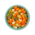 Top view of mixed vegetables in a small bowl