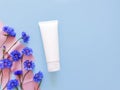 Top view of mock-up of white squeeze bottle plastic tube for branding of medicine or cosmetics - cream, gel, skincare. Cosmetic Royalty Free Stock Photo