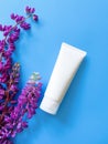 Top view of mock-up of white squeeze bottle plastic tube for branding of medicine or cosmetics - cream, gel, skincare. Cosmetic Royalty Free Stock Photo