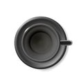 Top view mockup of a realistic blank empty black cup for coffee, tea. Tea set 3d illustration of a mug on a saucer detailed, a Royalty Free Stock Photo