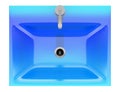 Top view of modern blue glass bathroom sink isolated on white Royalty Free Stock Photo