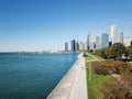 Top view modern Chicago skylines and Lake Michigan Royalty Free Stock Photo
