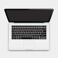 Top view of modern laptop with English keyboard isolated on white background Royalty Free Stock Photo