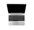 Top view of modern laptop with English keyboard on white background. You can use Clipping path in laptop. Royalty Free Stock Photo