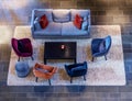 Modern lounge top view Royalty Free Stock Photo