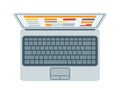 Top view of modern retina laptop keyboard on white background technology communication vector. Royalty Free Stock Photo