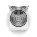 Top view of a modern white washing machine drum and door Royalty Free Stock Photo