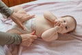 Top View Mom Changing Diaper To Baby Royalty Free Stock Photo