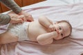 Top View Mom Changing Diaper To Baby Royalty Free Stock Photo