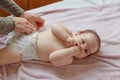 Top View Mom Changing Diaper To Baby Royalty Free Stock Photo