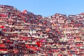 Top view monastery at Larung gar Buddhist Academy, Sichuan, China