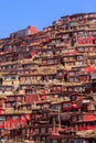 Top view monastery at Larung gar Buddhist Academy, Sichuan, China