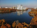 Top view of Moscow Canal in Khimki, Russia