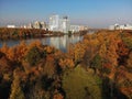 Top view of Moscow Canal in Khimki, Russia