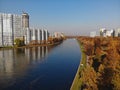 View from above Moscow Canal in Khimki, Russia