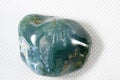 Top view of a Moss agate gemstone with beautiful natural patterns Royalty Free Stock Photo