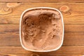 mostly eaten box of chocolate flavor ice cream Royalty Free Stock Photo