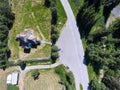 Top view of mountain Amotsdalsvegen road, church and cemetery in Amotsdal village. Municipality of the Seljord, Telemark, Norway Royalty Free Stock Photo