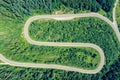 Top view of a mountain winding road in summer Royalty Free Stock Photo