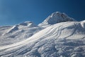The top view of mountains in French ski resort Royalty Free Stock Photo