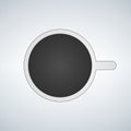 Top view of mug with coffe icon. Illustration on white background for design.