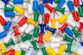 Top view of multicolor push pins Royalty Free Stock Photo