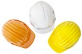 Top view of multicolor safetyt,construction ,protection helmet