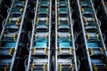 top view of multiple database servers stacked in a rack at data center Royalty Free Stock Photo