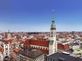 Top view of Munich, St. Peter`s Church, old town hall and city buildings, Bavaria Royalty Free Stock Photo