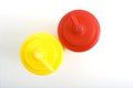 Top view of mustard and ketchup bottle Royalty Free Stock Photo