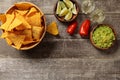 View of nachos served with guacamole