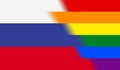 Top view of national lgbt flag of Russia, no flagpole. Plane design, layout, Flag background. Freedom and love concept, Pride