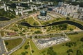 Top view of the National library and a new neighborhood with a Park in Minsk-the capital of the Republic of Belarus, a public Royalty Free Stock Photo