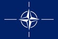 Top view of NATO flag, no flagpole. Plane design, layout. Flag background